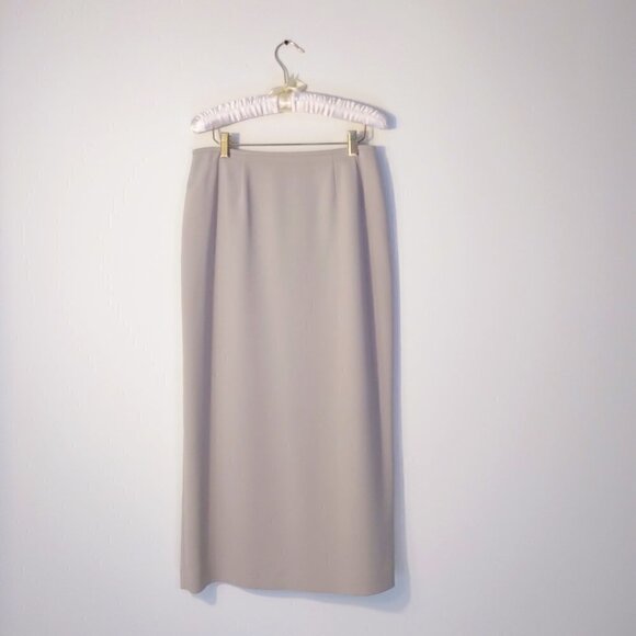 Neutral Cream Midi Skirt & Blazer Business To Evening Suit Vintage Suit Sz 8 - Picture 7 of 12